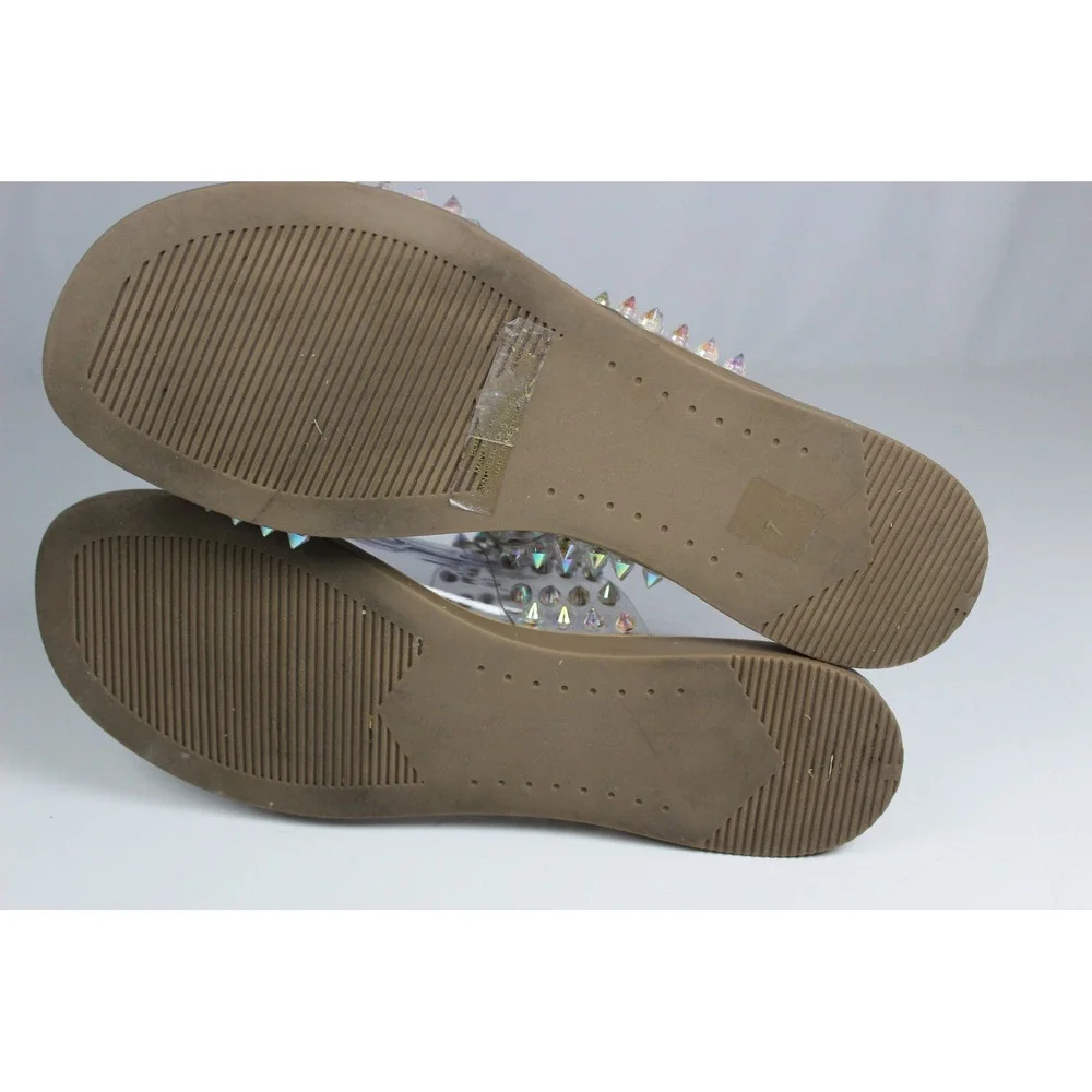 Steve Madden Iridescent Studded Clear Strap Sandals with Tan Footbed